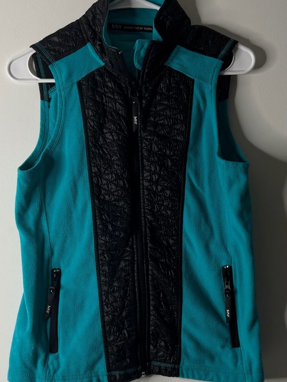 Marc New York Black and Teal Quilted Active Vest